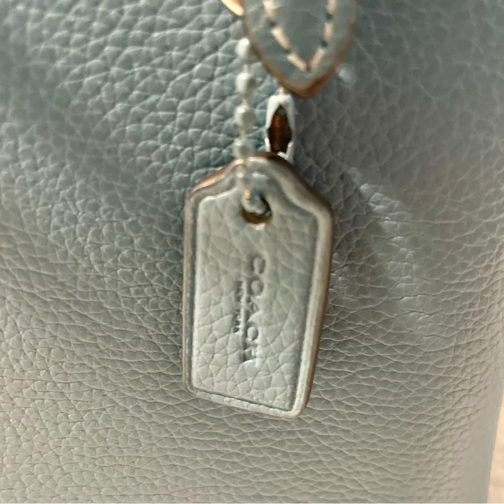 Coach Blue Pebbled Leather Tote Bag - Picture 12 of 17